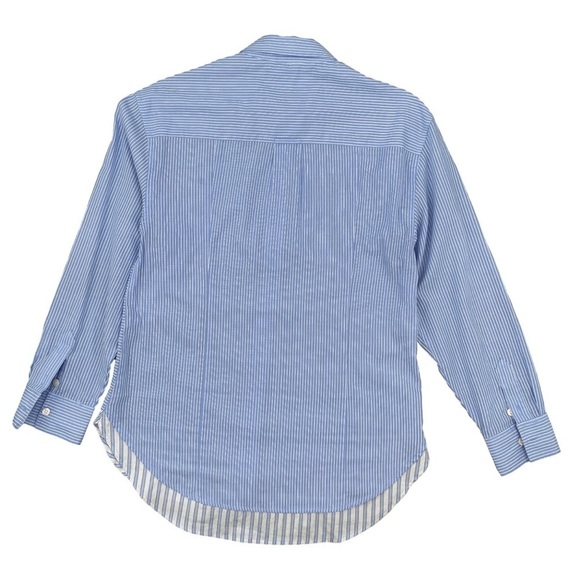 Derek Lam IO Crosby Blue White Striped Button Down Top Size Small Petite - Picture 4 of 9